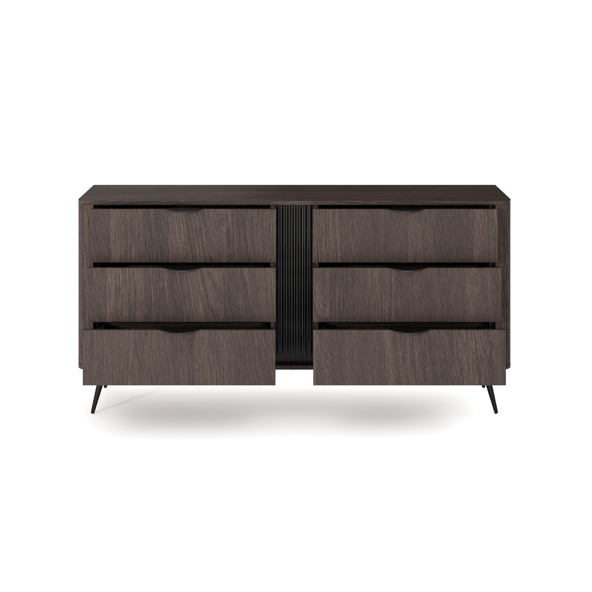 Komoda Velia z 6 szufladami 163x81 w stylu soft loft – z otwartymi frontami