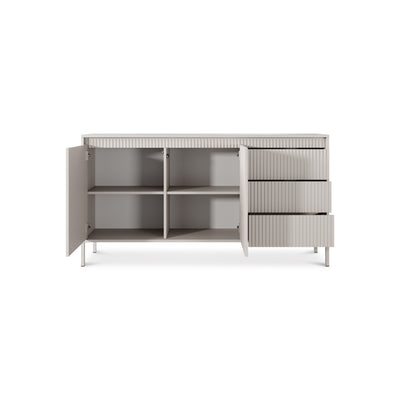 Komoda Senra z drzwiami i szufladami 154x81 w stylu japandi – widok z przodu