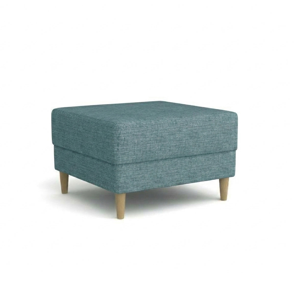 Pouf Harmi 66x66 Rocher Bleu Marine (SAWANA 33) – pouf rembourré en tissu tressé, sur pieds en hêtre