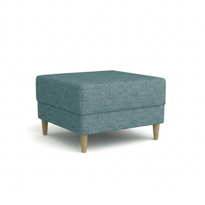 Pouf Harmi 66x66 Rocher Bleu Marine (SAWANA 33) – pouf rembourré en tissu tressé, sur pieds en hêtre