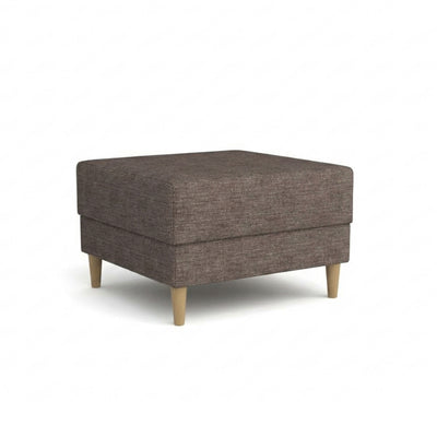 Pouf Harmi 66x66 Taupe Sable (SAWANA 12) – pouf rembourré en tissu tressé, sur pieds en hêtre
