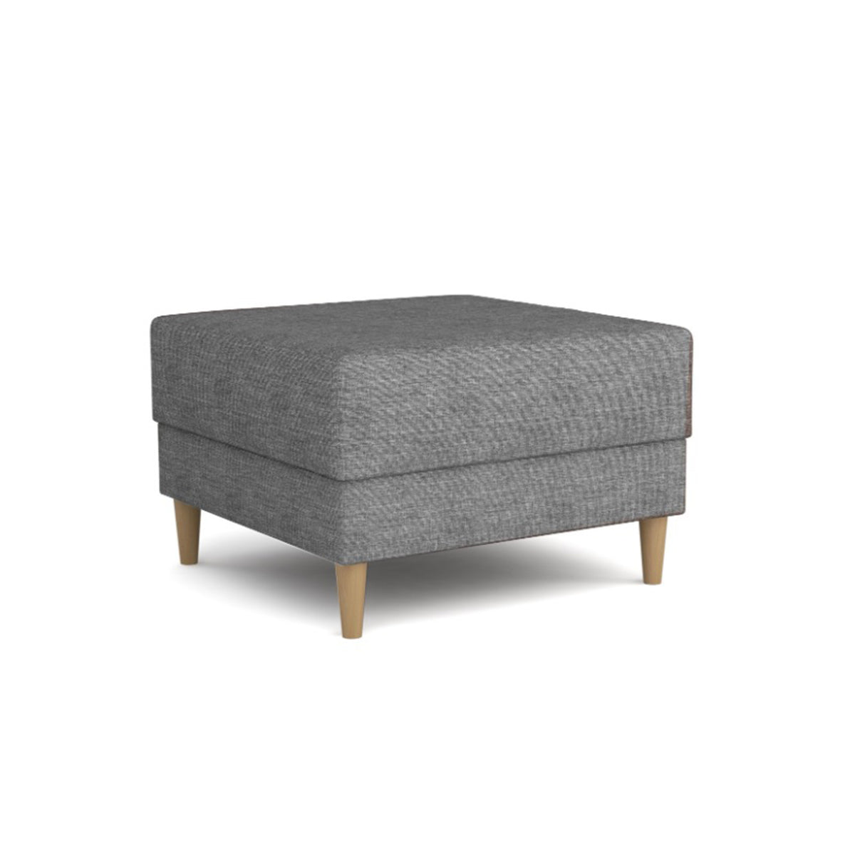 Pouf Harmi 66x66 Brume Argentée (SAWANA 05) – pouf carré sur hauts pieds en bois, vue de trois quarts
