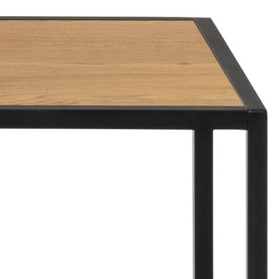 Étagère Skeleto 135x150 Chêne Sauvage – détail du coin de l'étagère sur cadre noir thermolaqué