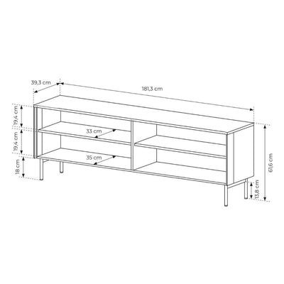 Szafka RTV Lummer 181x62 w stylu nowoczesnym – rysunek z wymiarami