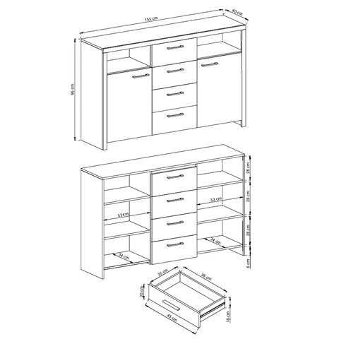 Komoda Gorky do przechowywania 155x96 z LED w stylu skandynawskim – zdjęcie 5