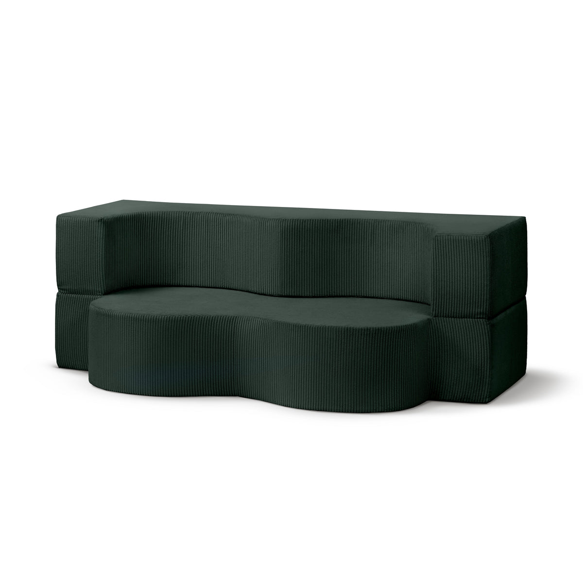 Sofa piankowa wolnostojąca 200 cm z funkcją spania w stylu japandi | Kamelia Leśna Zieleń (POSO 14)
