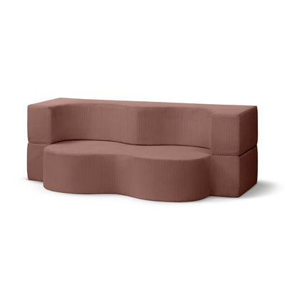 Sofa piankowa wolnostojąca 200 cm z funkcją spania w stylu japandi | Kamelia Ceglane Ciepło (POSO 29)