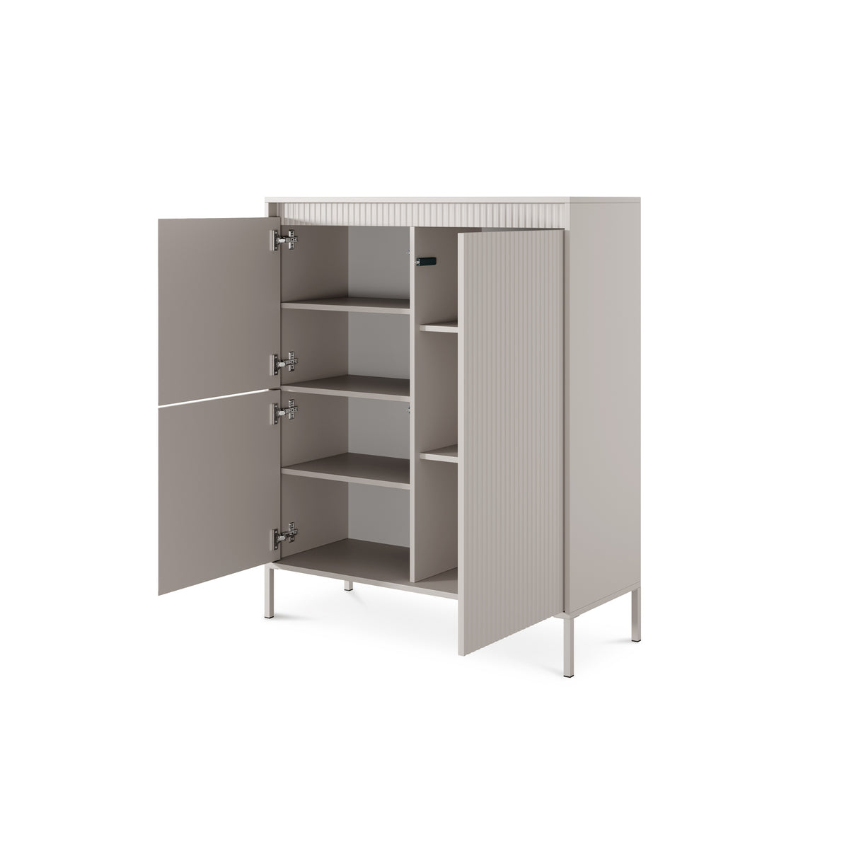 Komoda Senra 3-drzwiowa 104x123 w stylu japandi – z otwartymi frontami