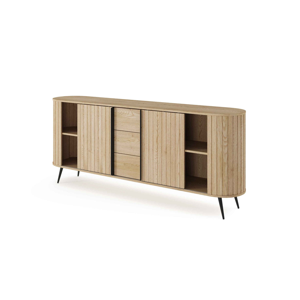 Llovia Sideboard with Sliding Doors and Drawers 196x82, Modern Style
