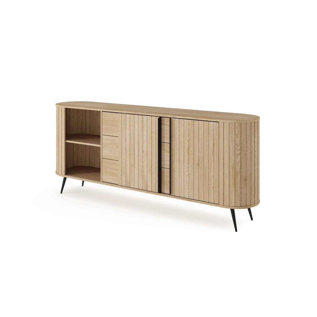 Llovia Sideboard with Sliding Doors and Drawers 196x82, Modern Style