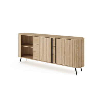 Llovia Sideboard with Sliding Doors and Drawers 196x82, Modern Style