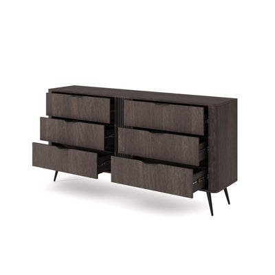 Komoda Velia z 6 szufladami 163x81 w stylu soft loft – z otwartymi frontami