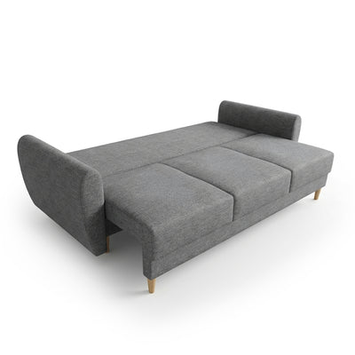 Canapé Harmi 235 cm Brume Argentée (SAWANA 05) une fois déplié – surface de couchage 130 × 200 cm