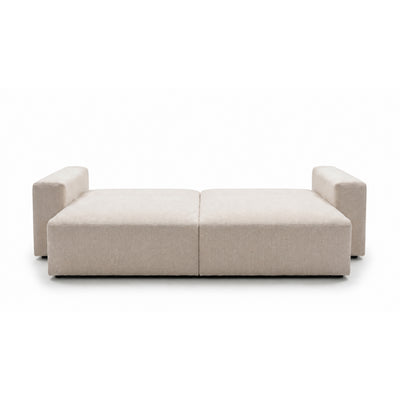 Canapé Iskeli 260 cm Taupe Crème (ARAGON 03) une fois déplié – canapé avec fonction couchage, mécanisme Automat DL
