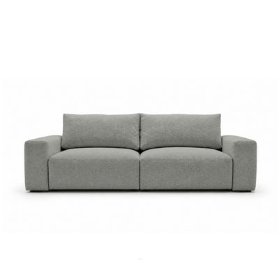 Canapé modulable Iskeli 260 cm Gris Acier (ARAGON 83), vue de face – canapé avec coffre de rangement pour la literie, en tissu Aragon