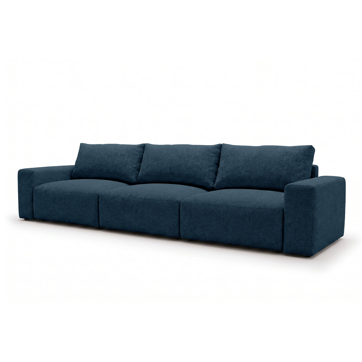 Canapé modulable Iskeli Plus 361 cm Granit Encre (ARAGON 74), vue de trois quarts – canapé avec fonction couchage en tissu Aragon