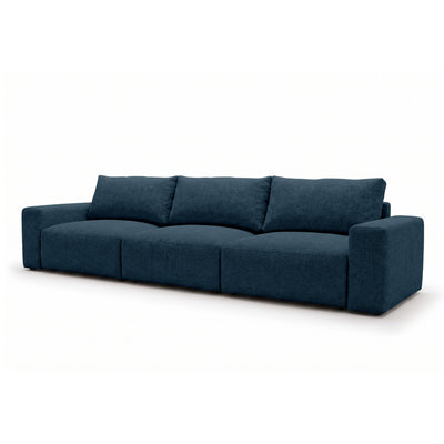 Canapé modulable Iskeli Plus 361 cm Granit Encre (ARAGON 74), vue de trois quarts – canapé avec fonction couchage en tissu Aragon