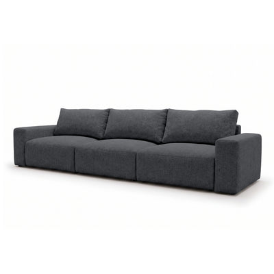 Canapé modulable Iskeli Plus 361 cm Cendre Foncé (ARAGON 93), vue de trois quarts – canapé avec fonction couchage en tissu Aragon