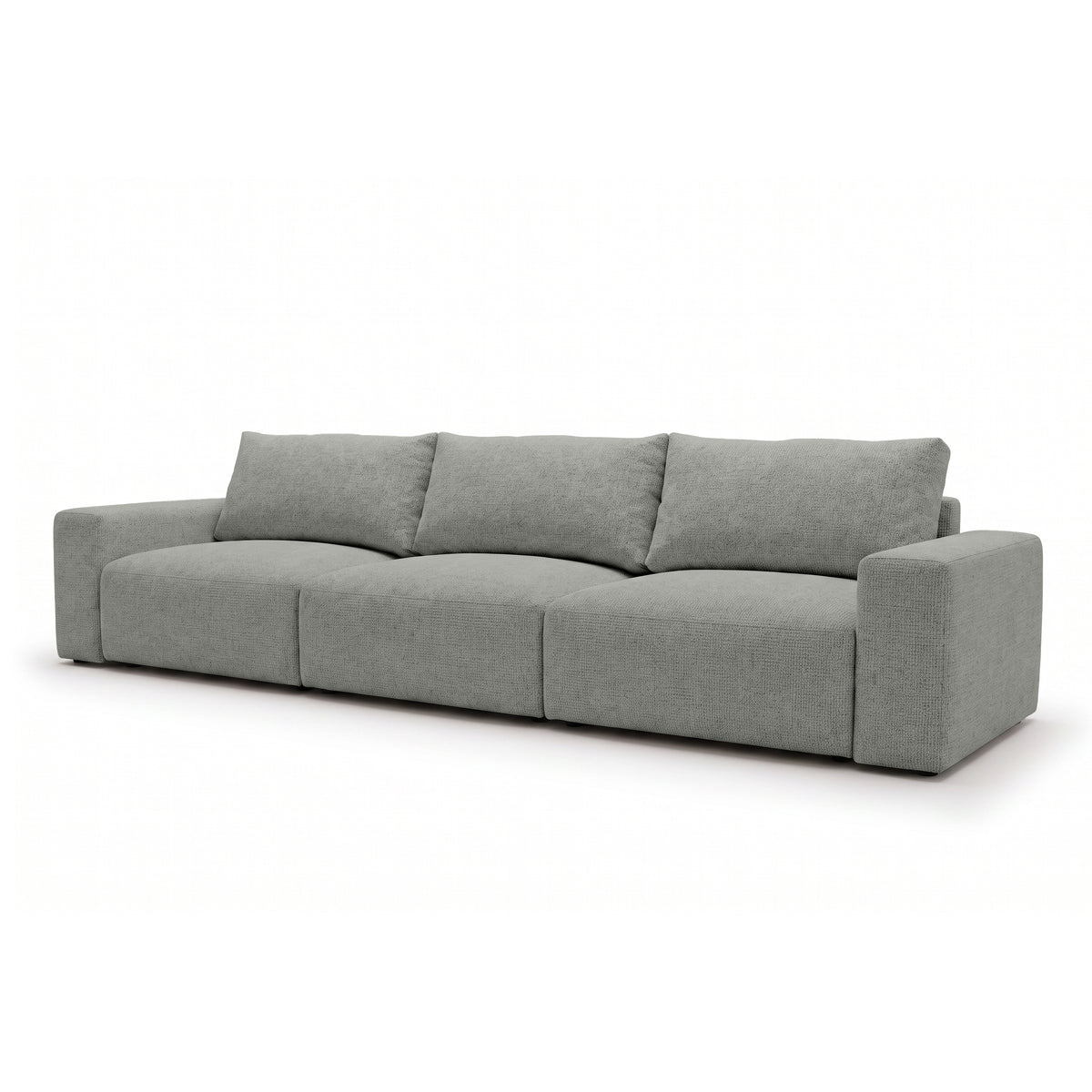 Canapé modulable Iskeli Plus 361 cm Gris Acier (ARAGON 83), vue de trois quarts – canapé avec fonction couchage en tissu Aragon
