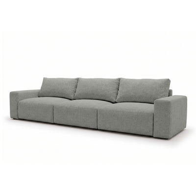 Canapé modulable Iskeli Plus 361 cm Gris Acier (ARAGON 83), vue de trois quarts – canapé avec fonction couchage en tissu Aragon