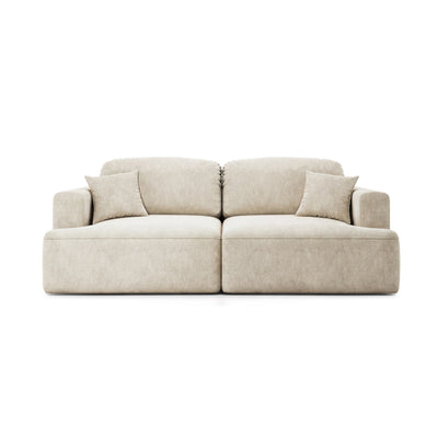 Canapé Senvali 241 cm Parchemin Sable (CLOUD 03) – canapé-lit avec rangement, vue de face