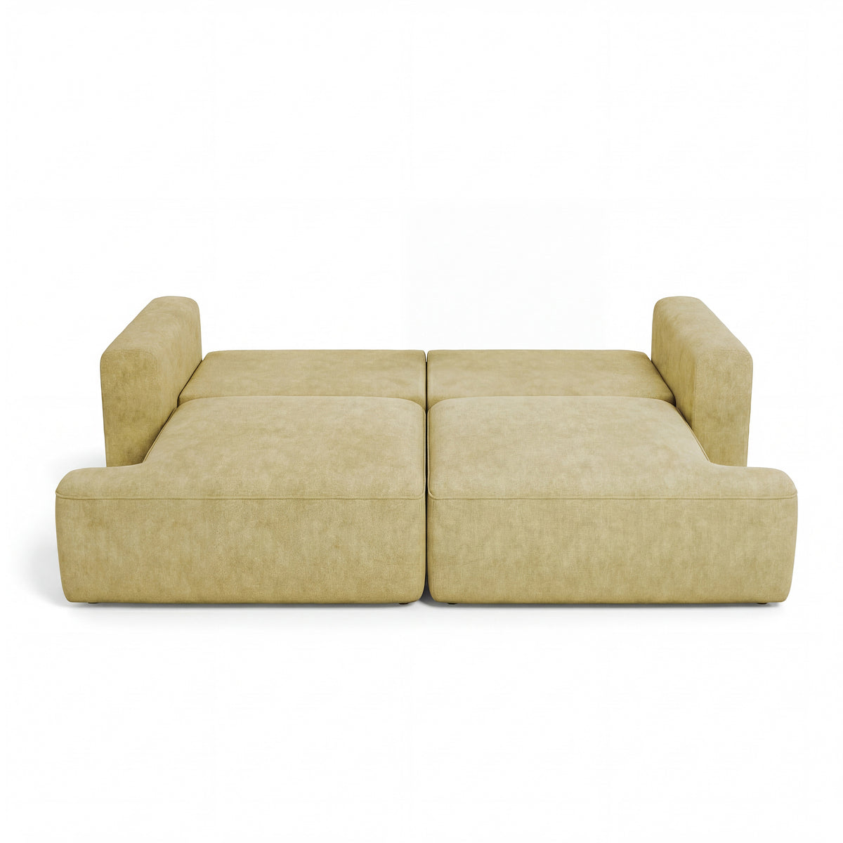 Canapé Senvali 241 cm Sépia Dorée (CLOUD 32) une fois déplié – surface de couchage 198 × 140 cm, canapé pour dormir au quotidien
