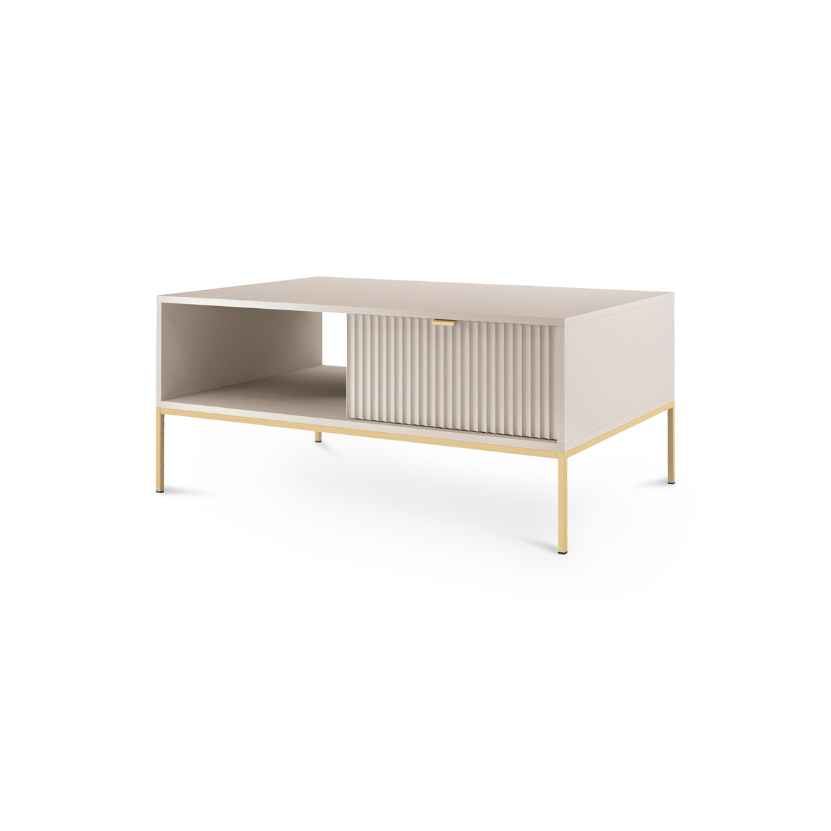Roza Coffee Table 104x46 cm with Drawer, Modern Style – Cashmere, Gold