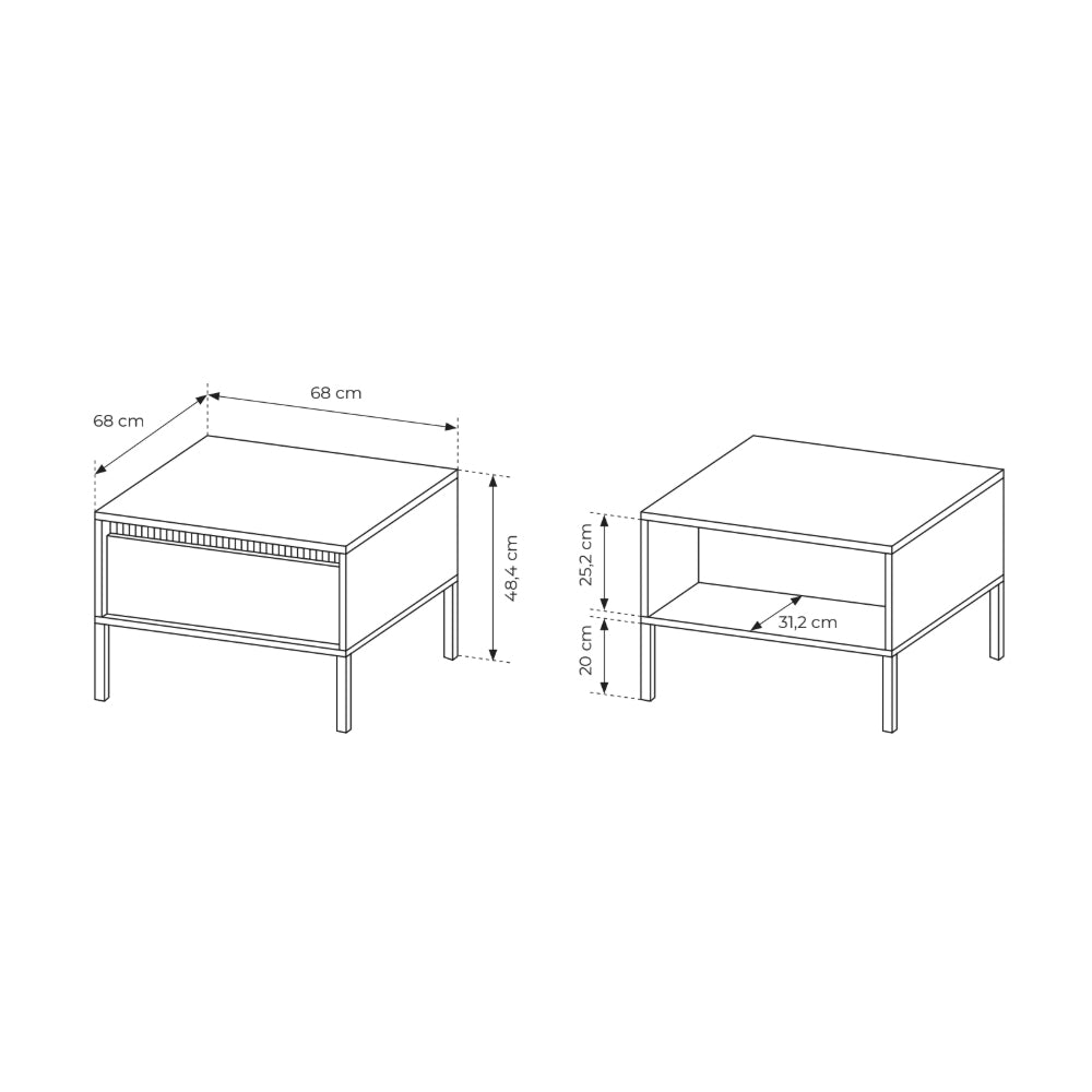 Stolik kawowy Senra 68x48 z szufladą w stylu minimalistycznym – zdjęcie 6