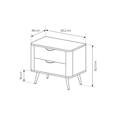 Velia Bedside Table with 2 Drawers 63x55 cm, Soft Loft Style – photo 6