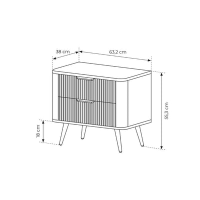 Szafka nocna Laanti z 2 szufladami 63x55 cm w stylu eleganckim – zdjęcie 6