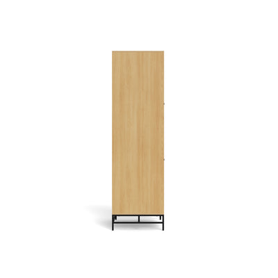 Armoire Bambouz 99 x 200 – vue de profil du corps en finition chêne, d'une profondeur de 60 cm