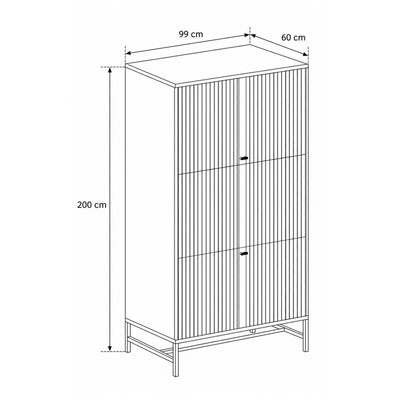 Armoire Bambouz 99x200 – schéma coté avec largeur, hauteur et profondeur