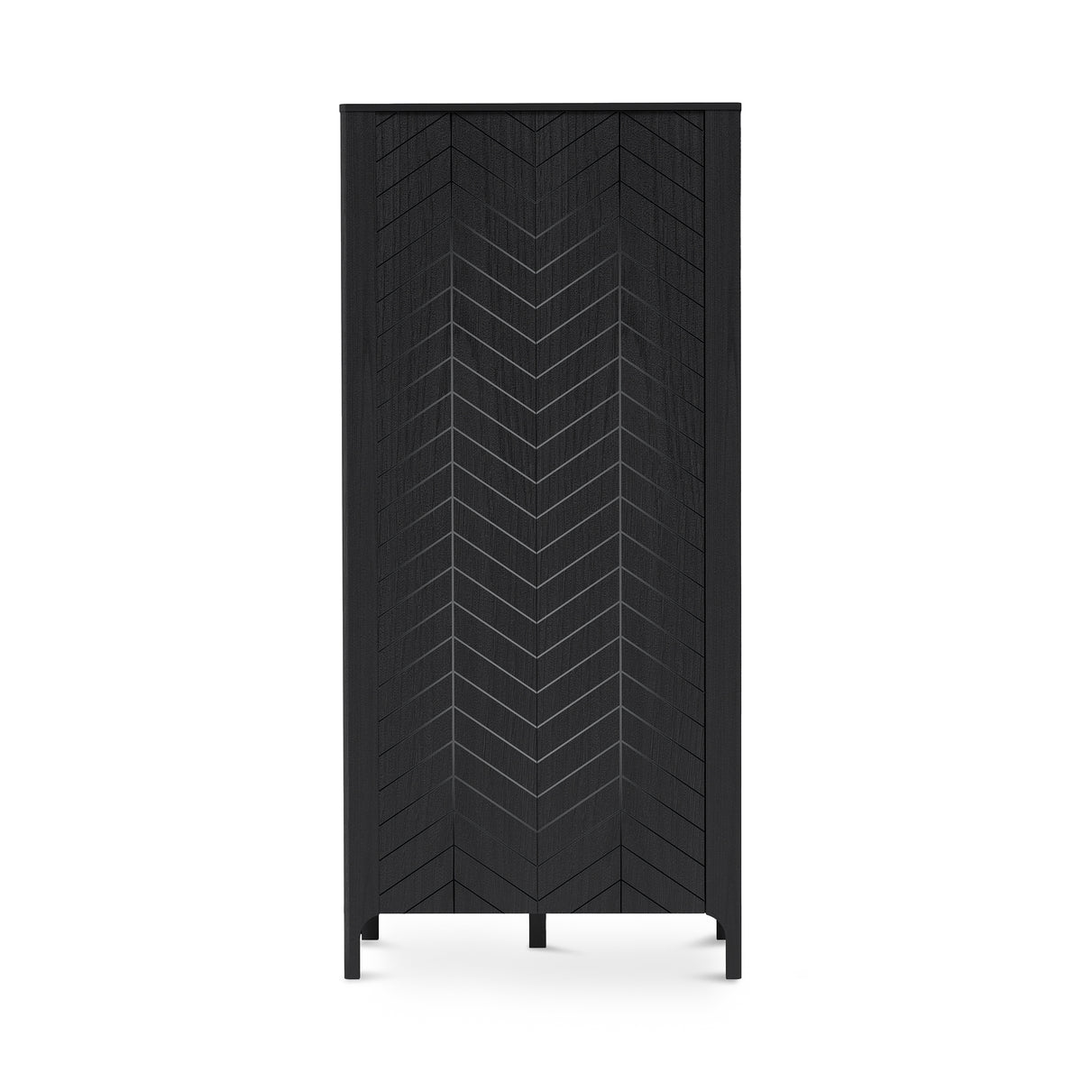 Armoire EKLIPSO 90x197 avec façades à chevrons de style moderne - couleur noire | Pillovely