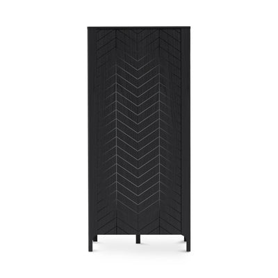 Armoire EKLIPSO 90x197 avec façades à chevrons de style moderne - couleur noire | Pillovely
