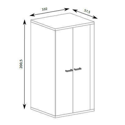 Armoire Korin 201x102 – schéma avec largeur, hauteur et profondeur