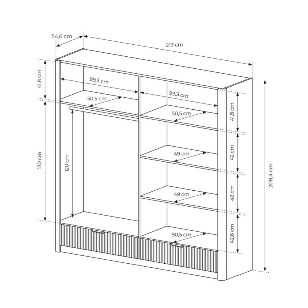 Szafa Laanti 4-drzwiowa 213x208 cm w stylu nowoczesnym – zdjęcie 6