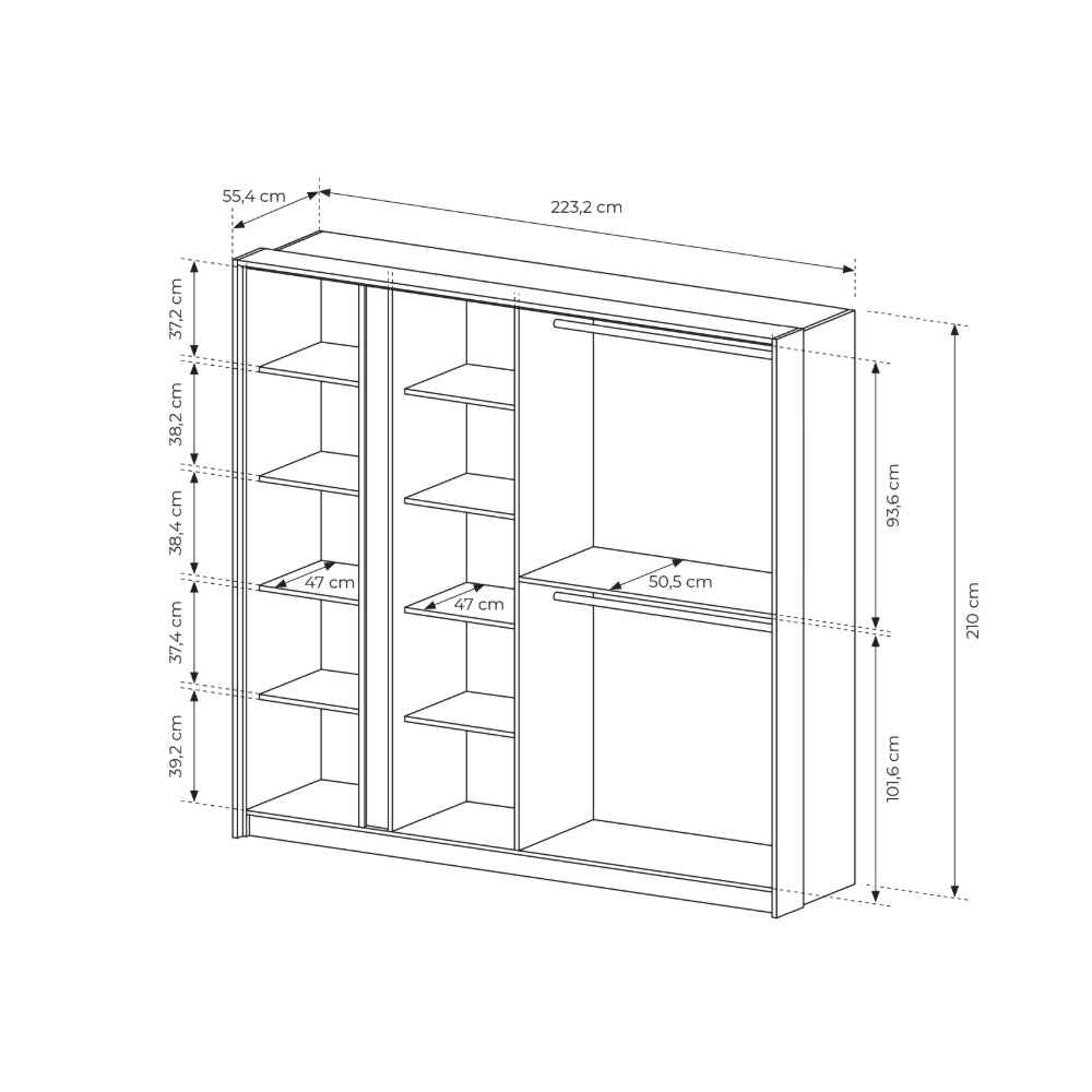 Szafa Dust 4-drzwiowa 223x210 cm w stylu minimalistycznym – zdjęcie 7