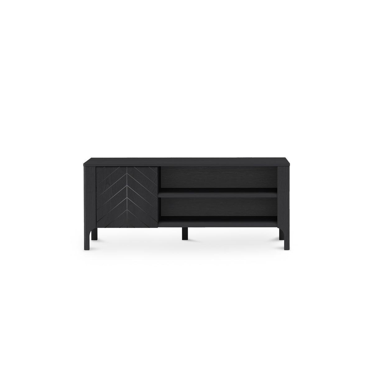 Meuble TV EKLIPSO 135x57 avec étagère ouverte au style moderne - couleur noire | Pillovely