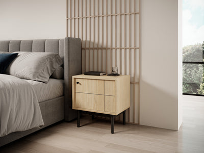 Sabi Bedside Table with Cabinet 54x57 cm, Japandi Style – photo 9