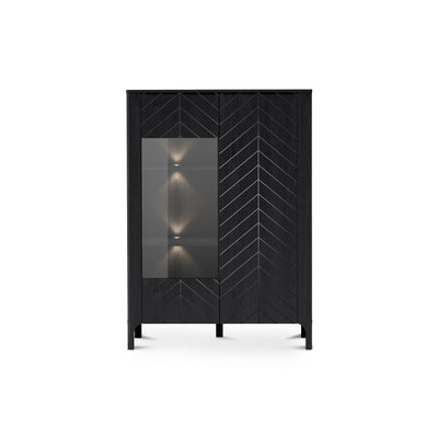 Vitrine EKLIPSO 103x145 avec vitrage de style moderne - couleur noire avec éclairage LED | Pillovely