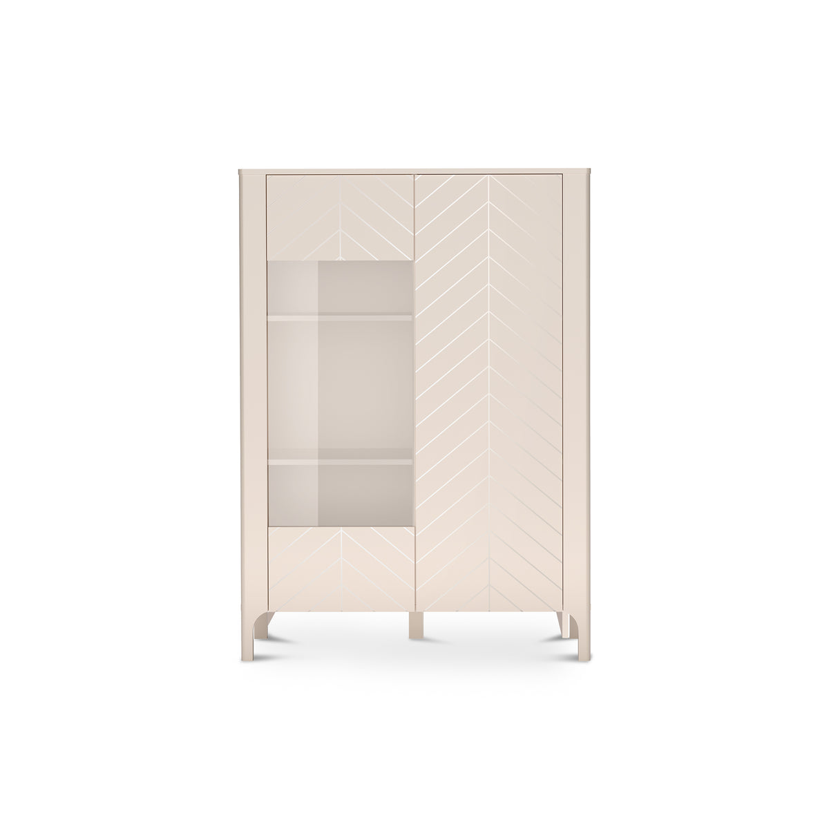 Vitrine EKLIPSO 103x145 avec vitrage au style moderne, coloris cachemire – vue de face | Pillovely