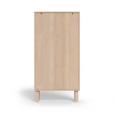 Vitrine Lurisse 90 x 180, vue arrière – paroi arrière au décor chêne clair