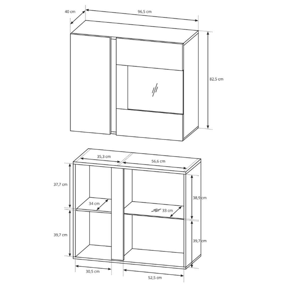 Witryna Armelia wisząca przeszklona 97x83 cm w stylu minimalistycznym – zdjęcie 5