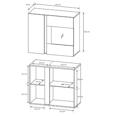 Witryna Armelia wisząca przeszklona 97x83 cm w stylu minimalistycznym – zdjęcie 5