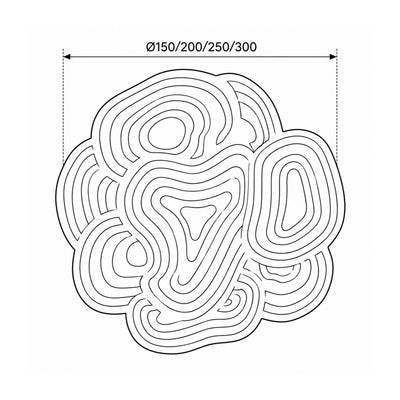 Dessin coté du tapis rond Cytris à la forme organique et au style naturel