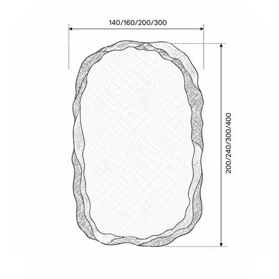 Tapis Groti en laine tuftée à la main, au motif irrégulier de style naturel - dessin avec dimensions
