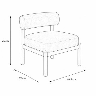Fauteuil de repos Shepy avec revêtement bouclé de style moderne - dessin avec dimensions