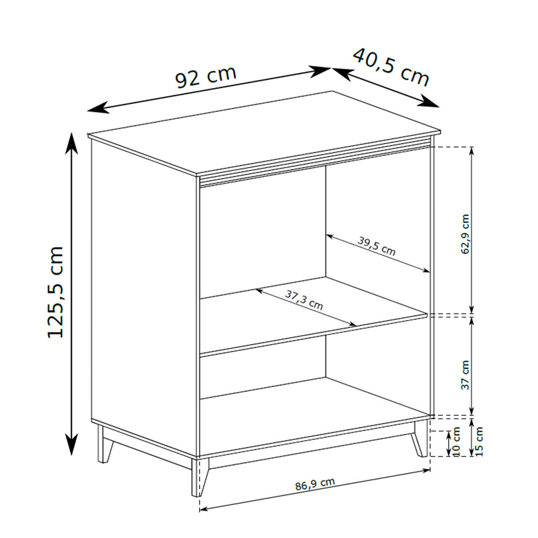 Commode Serena 92x126 avec étagère et tiroir dans un style modern classic - dessin avec dimensions