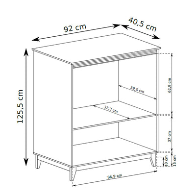 Commode Serena 92x126 avec étagère et tiroir dans un style modern classic - dessin avec dimensions