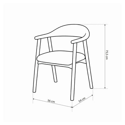 Hikari Set of Two Dining Chairs, Scandinavian Style – dimensions drawing